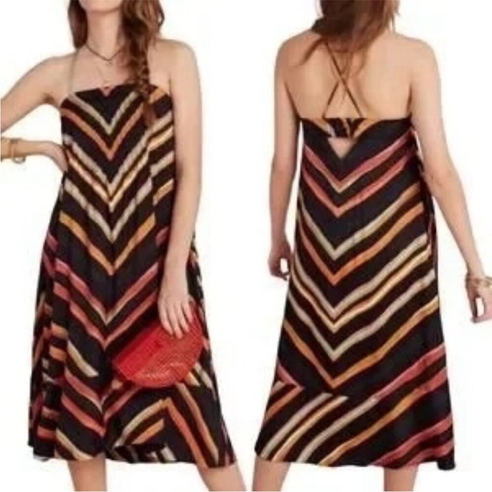 Anthropologie Chevron Midi Dress NWOT